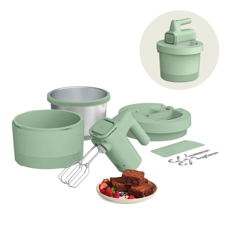 bella 3.5 Qt Hand & Stand Mixer, 2 in 1 Electric Mixer with Bowl, Dough Hook, Whisk & Egg Beater, Seaglass