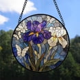 thumbnail image 2 of Christmas Gift Ideas - Blue Purple Butterfly Flower Stained Glass Hanging Ornament - Coastal Christmas Tree Decor, Holiday Gift for Family & Friends, Keepsake 2025, 2 of 3