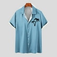 thumbnail image 2 of WREESH Men's Button Down Shirts Fashion Print Short Sleeve Turndown Collar Shirts Casual Tops Light Blue, 2 of 5