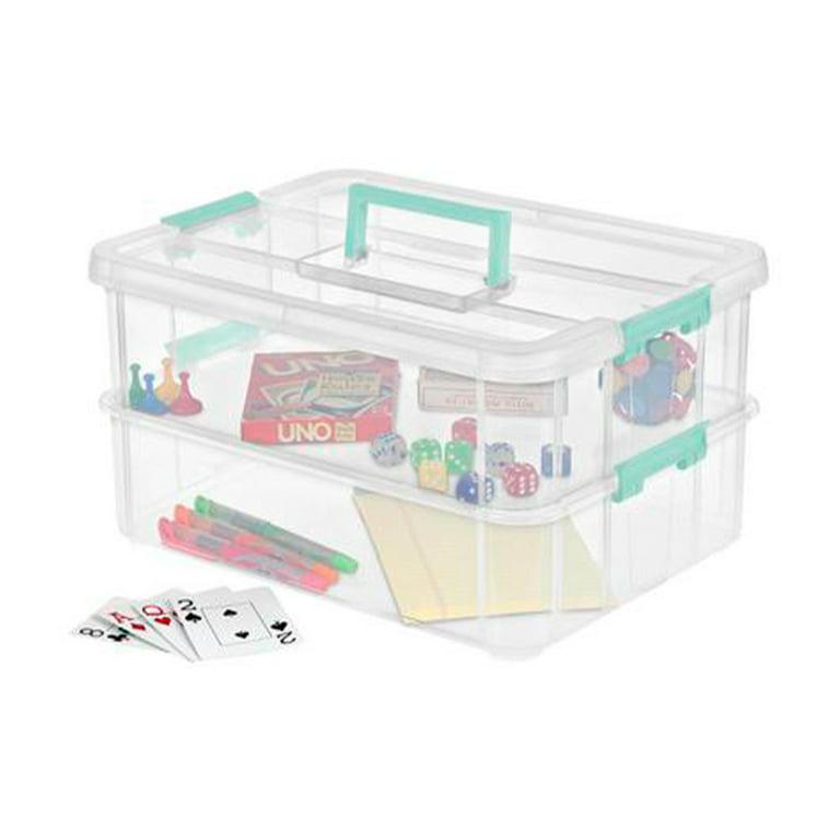 Sterilite Convenient Home 3-Tiered Stack Carry Storage Box, Clear