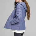 thumbnail image 4 of Njoeus Women's Hooded Lightweight Down Jacket Fashion Long Sleeve Puffer Jacket Full Zip Fall Winter Padded Quilted Coat with Hood （Available in Plus Size) Navy XXL, 4 of 7