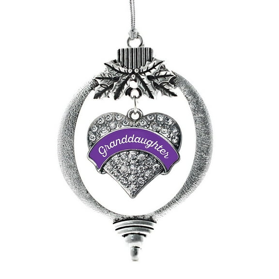 Purple Granddaughter Pave Heart Holiday Ornament