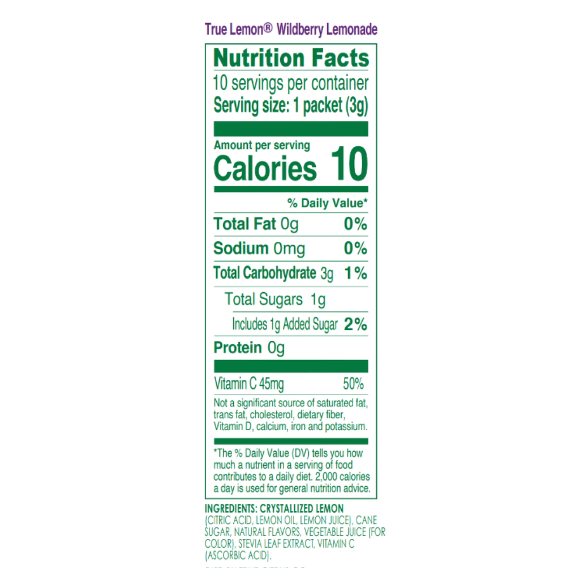 (12 pack) True Lemon Wildberry Lemonade Drink Mix Powder, 10 Calories, No Artificial Sweeteners, 10 Count Box