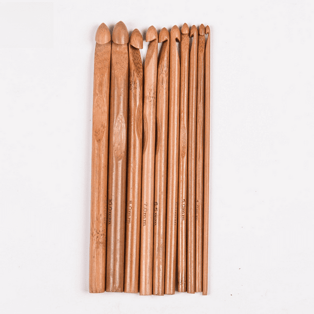Juego de agujas de bambú para tejer a mano, de 15 cm, con varillas redondas, de un solo carbonizado, hilo de tela grueso para tejer a mano
