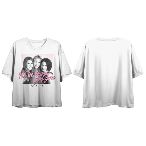 Friends Tv Series I'll Be There For You Women's White Boyfriend Crop Tee-Medium