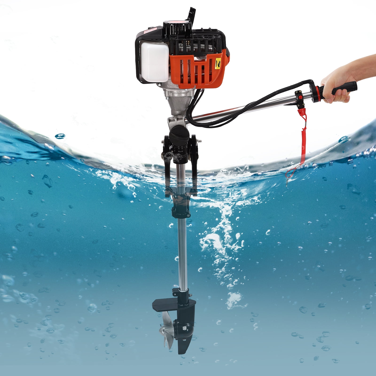 52CC Short Shaft Outboard Motor, 2.5 HP Gas Outboard Motor Boat Engine Electronic Ignition with Air Cooling System for Small Boats Under 9.8ft