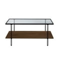 thumbnail image 6 of Nathan James Asher Mid-Century Rectangle Coffee Table with Glass Top and Walnut Floating Shelf Black Metal Legs, 6 of 8