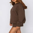 thumbnail image 3 of Casual Solid Color Hooded Sweatshirt and Loose Shorts Set for Women, 3 of 6