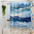 thumbnail image 3 of Ocean Waves Shower Curtain, 72" x 84", Abstract Gradient Blue White Marble Waves Waterproof Bathroom Curtain Washable Shower Curtain Set with 12 Hooks, 3 of 8