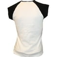 thumbnail image 2 of Ladies Raglan John Lennon T-Shirt Womens New York City Tee Rib Cap Sleeve Junior-Small White, 2 of 2
