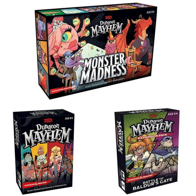 Juego de mesa de cartas de la serie infantil Dungeon Mayhem, juego de estrategia de monstruos locos en inglés completo