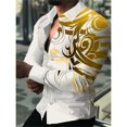 thumbnail image 1 of Camisa de diseño de moda para hombre con estampado de estrellas, color morado, azul y dorado, de lujo, para uso social, con solapa, talla grande, informal, de manga larga, 1 of 6