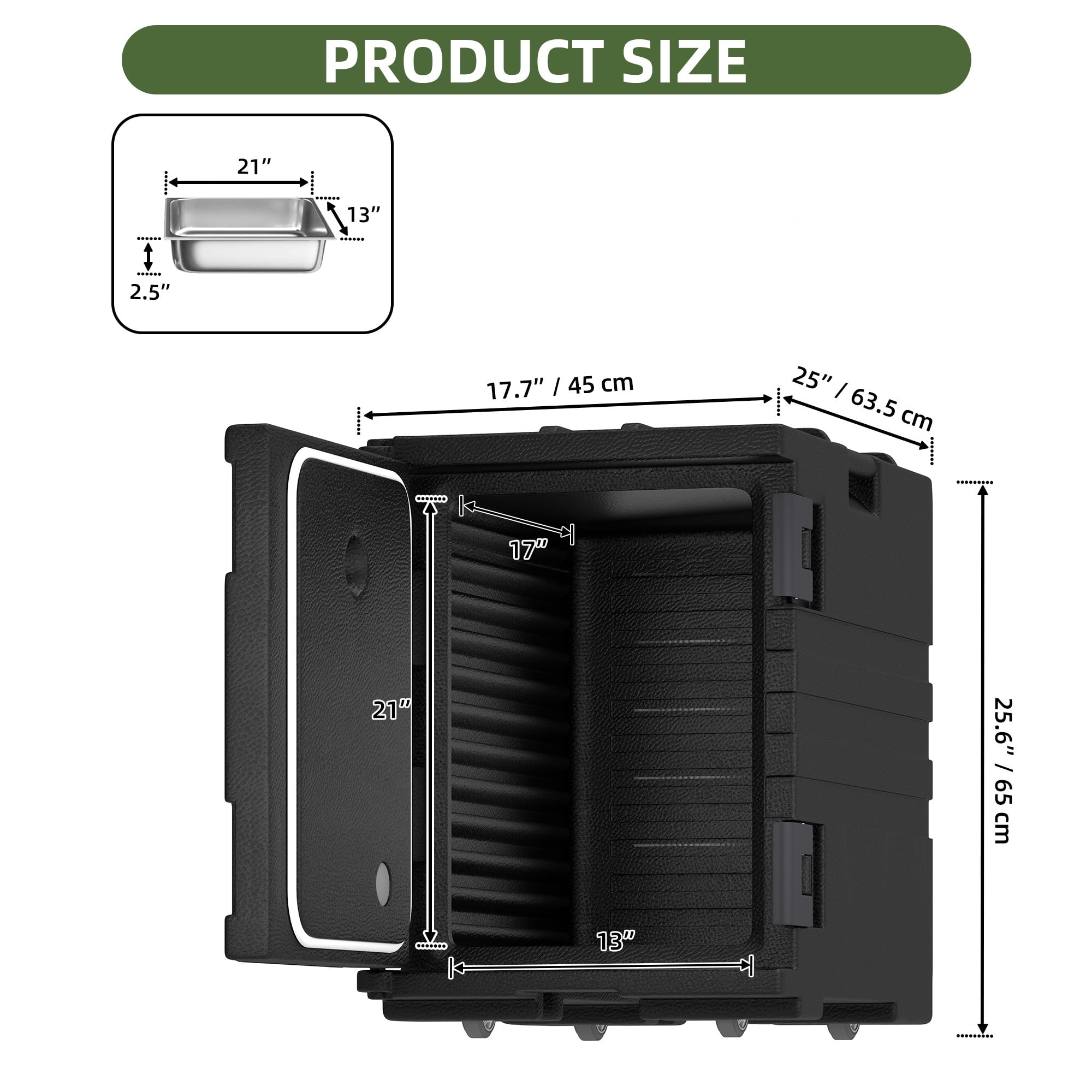 Uforic 95 Qt Insulated Food Carrier with Wheels – Keeps Food Warm 4-6 Hours, Cold 3-5 Hours