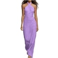 thumbnail image 2 of QUNYINEY Sleeveless Sun Dresses Women Plus Size Long Beach Summer A Line Dress Casual Halter Vacation Slim Fit Solid Dresses, 2 of 5