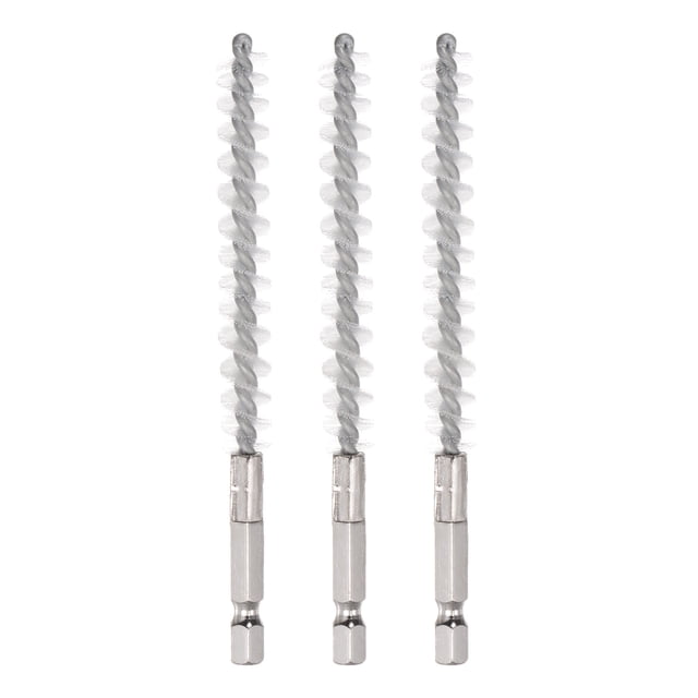 3uds Nylon Calibre Cepillo 8mm Diámetro Limpieza Alambre Cepillo con Mango 1/4 Pulgada Hexagonal Vástago para Tubos, Puertos, Rodamientos