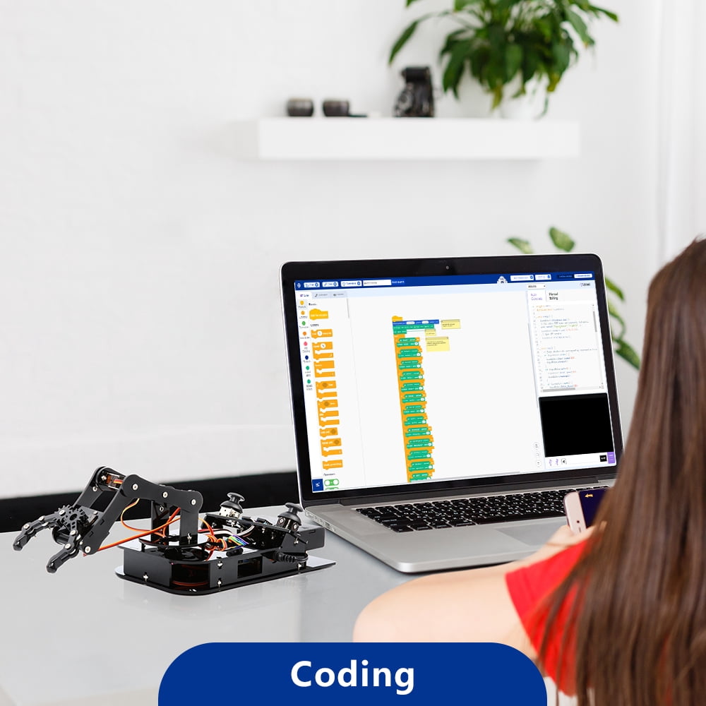 ACEBOTT 4 DOF ESP32 Programmable Robotic Arm Kit, Robotics Kit App Remote Control Robot Toys Compatible with Arduino, STEM Educational DIY Robot Arm Kit Gift for Teenagers & Adults