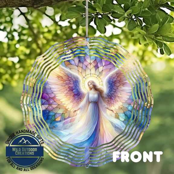 Angel Wind Spinner, Pastel Aluminum, 10 Inch 3D Kinetic Metal Outdoor Garden Decor, Unique Mothers Day Gift for Mom