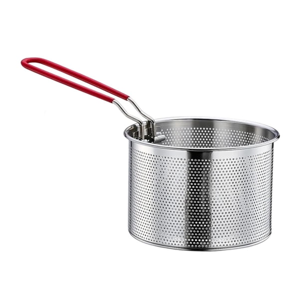 Escurridor de pasta de acero inoxidable, colador de fideos, cesta para freír, espumadera para alimentos 14 centímetros