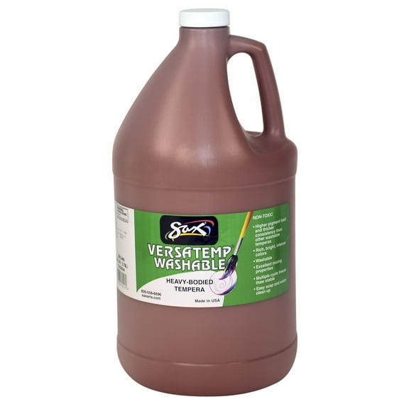 Sax Versatemp Washable Heavy-Bodied Tempera Paint, 1 Gallon, Brown