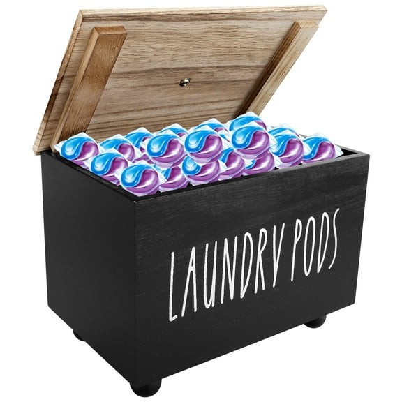 Laundry Pods Container with Lid Solid Wood Dryer Sheet Holder Stylish Laundry Pod Holder Multipurpose Dryer Sheet Container for Laundry Room Kitchen Bathroom