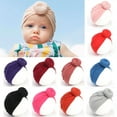 thumbnail image 3 of Seyurigaoka Newborn Baby Beanie Hat Pure Color Bow Knot Soft Turban Head Wrap, 3 of 6
