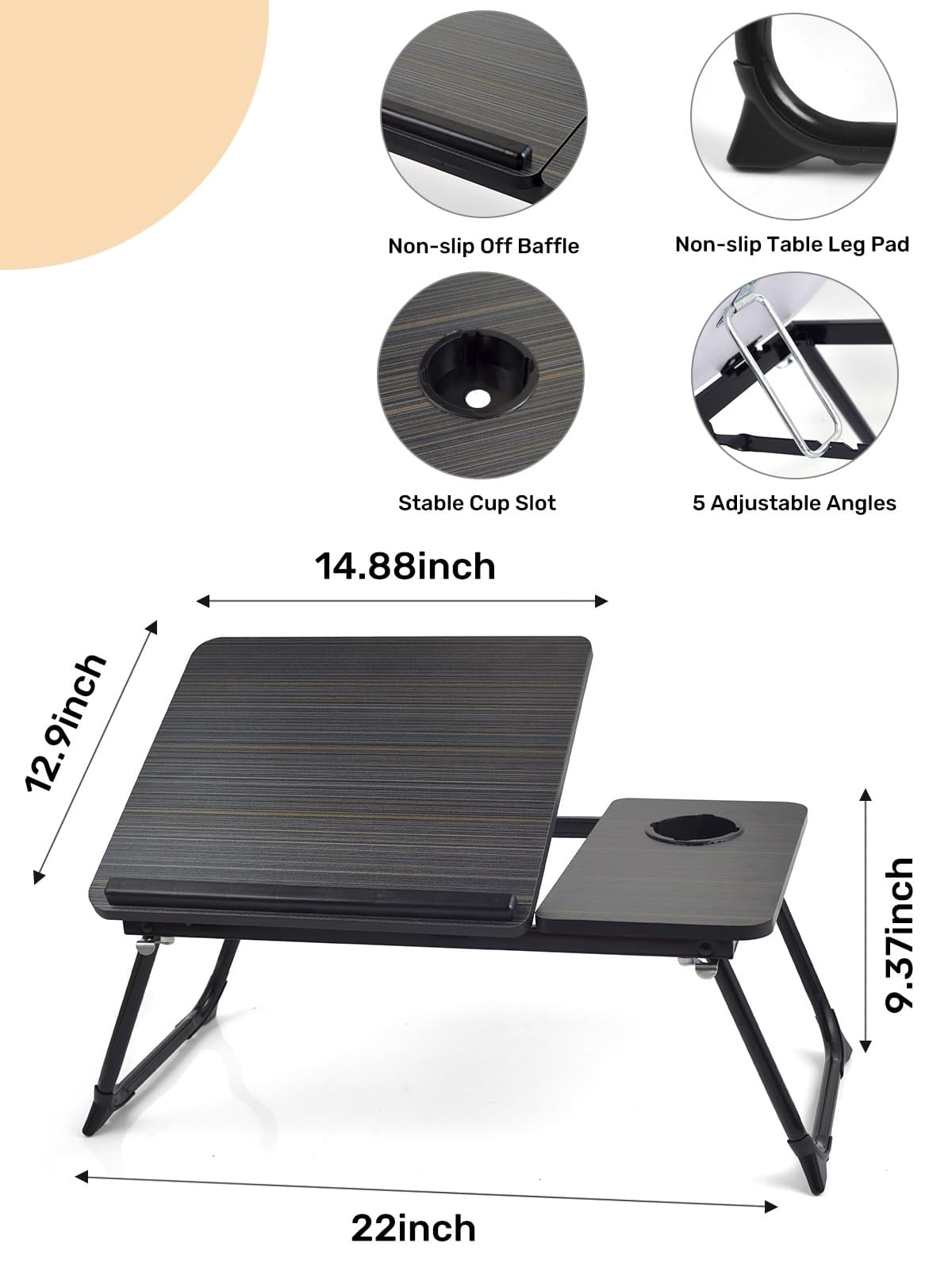 Lap Desk For Couch/sofa/floor  5-angle Adjustable Bed With Foldable &cup Holder Light Weight Tray Table Writing/eating/reading Portable Laptop Stand Adults