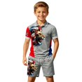 thumbnail image 2 of Boys 2-Pack Jersey Soccer Outfits England Short Sleeve Button Up Outfit Casual Kids For Young Fans Shirt and Shorts Set 2-14 Years, 2 of 6