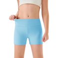 thumbnail image 4 of Ticikt Girls Athletic Shorts Kids High Waisted Yoga Dance Biker Shorts Comfy Gymnastics Shorts,Color:Light Blue, 4 of 4