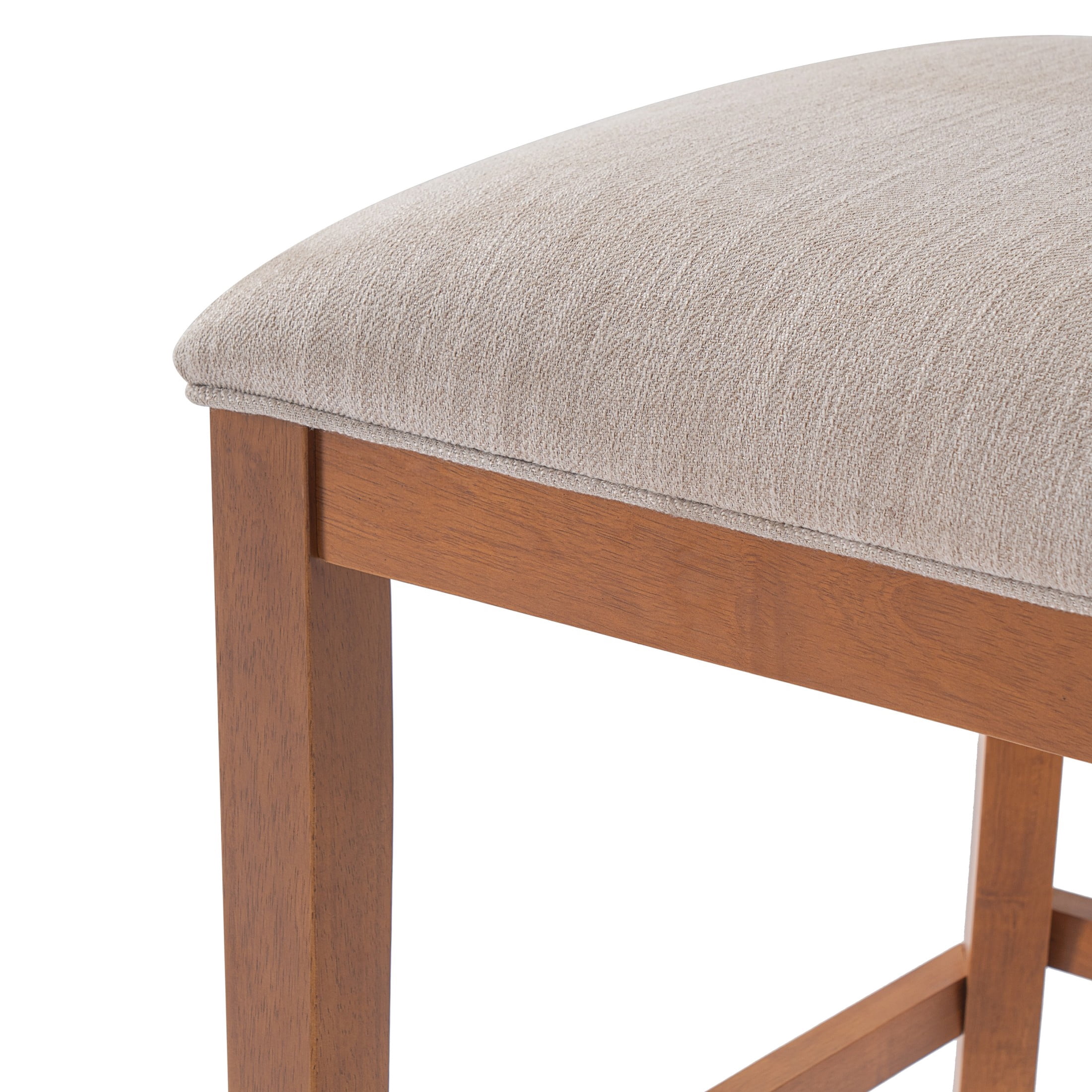 Christopher Knight Home Wood Armless Counter Stools, Upholstered Seat with Rattan Back, Walnut, Set of 2