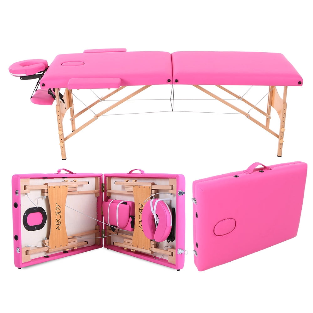 Abody Portable Massage Table 84''L Massage Bed 2 Fold Therapy Facial SPA  Bed Tattoo Beauty Salon Device Pink 