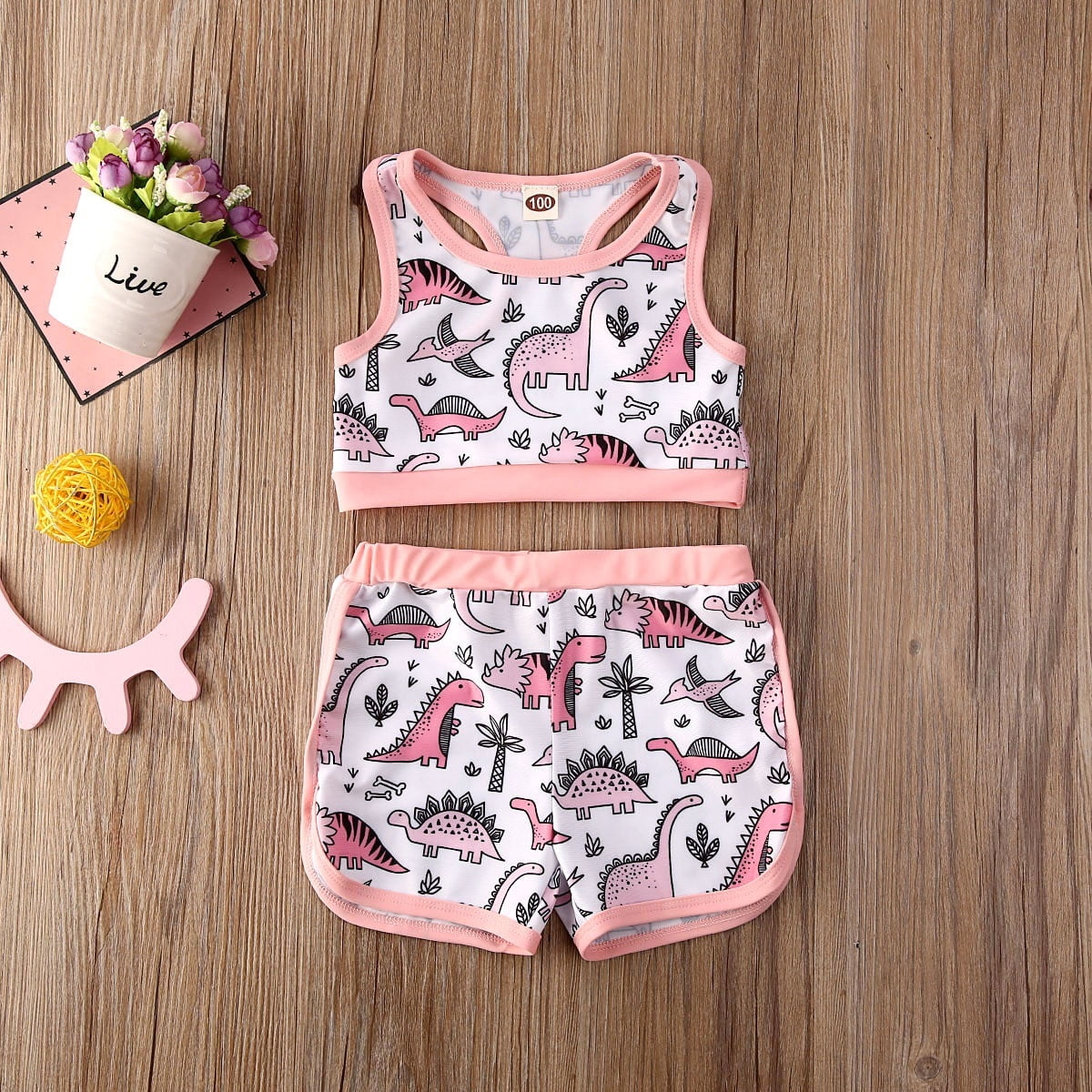 Baby Girls Summer Swimsuit Two-Pieces Sleeveless Tank Tops Short Cute Outfit Suit