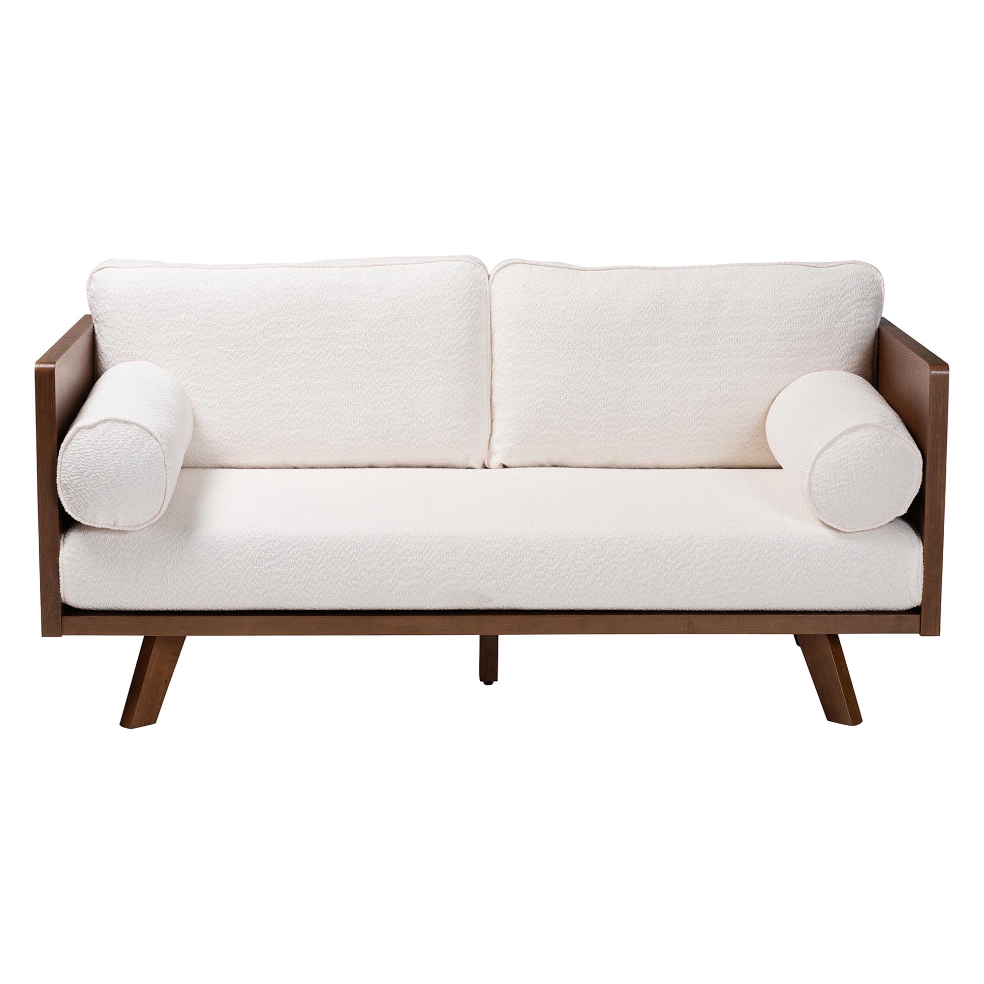 Baxton Studio Uriel Mid-Century Sofa, 2-Seater, Walnut Brown