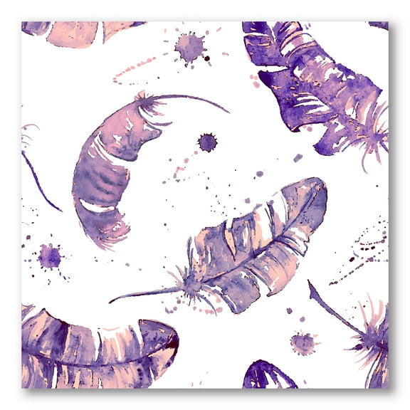 Designart ' Ethnic Purple Feathers Composition ' Bohemian & Eclectic Canvas Wall Art Print