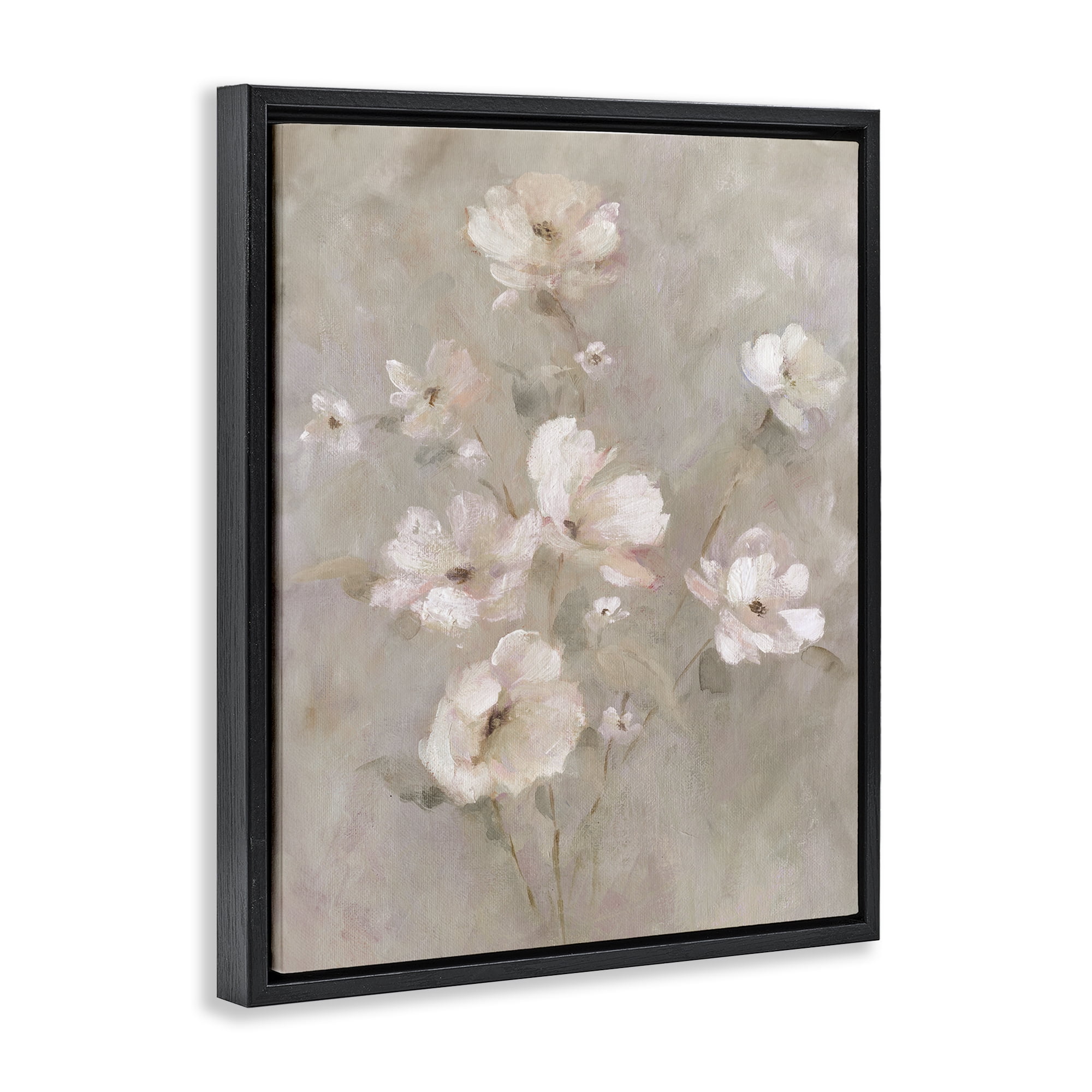 Stupell Industries Delicate Blush Floral Arrangement Black Framed Floater Canvas Wall Art, design by Carol Robinson
