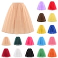 thumbnail image 2 of POIUYTR Summer Pleated Midi Skirts for Womens Casual Elastic Waist Mesh Knee-Length Skirts A-Line Flowy Skirt, 2 of 3