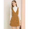 thumbnail image 3 of INSPIRE CHIC Robe Chasuble Mini en Velours Côtelé à Col en V pour Femmes, 3 of 7