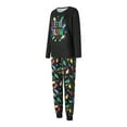 thumbnail image 4 of MIPREWUY Christmas Pajamas for Family Colorful String Lights Print Long Sleeve Tops + Pants Set Sleepwear Loungewear, 4 of 10