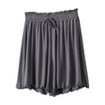 thumbnail image 2 of SwiftWear Women's Loose Fit Sleep Shorts Modal Blend Lounge Pants High Waist Comfy Sleepwear Ruffle Hem Casual Pajama Bottoms, Gray, 2 of 7