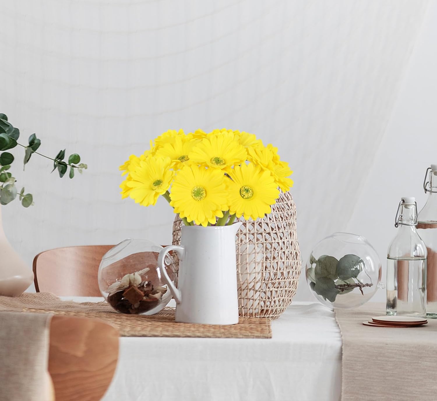 Daisy Flowers Artificial,20PCS Yellow Gerbera Daisy Artificial Flowers Fake Daisies for Wedding Party Office Home Decorations(Yellow)