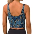 thumbnail image 3 of Lsque Blue Leaves A Printed Women'S Sports Bra, Compression, Moisture Wicking, High-Impact Sports Bra For Women,Supportive sports bra-Large, 3 of 9