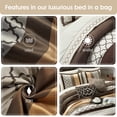 thumbnail image 2 of Lanco Brown Comforter Set King, 16 Pieces Room in a Bag, Lightweight Microfiber, Ultra-Soft, Jacquard Premium Bedding Set, Striped Design, Matching Fitted Sheet, Flat Sheet, Curtains, 2 of 7
