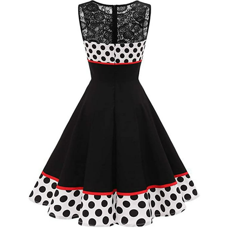 YYDGH Women's 50s 60s Vintage Dress Floral Lace Polka Dot Retro