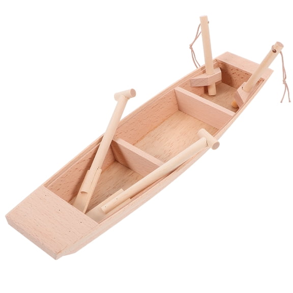 WRISTBIQUE Wooden Ship Model Khaki Wood Material Small Lightweight Home and Office Decoration