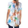 thumbnail image 4 of ICHUANYI Clearance Women Fashion Printed Casual V-Neck Short Sleeve Loose T-Shirt Blouse Tops(Orange, XL) ICHUANYI WER2023081403361, 4 of 4
