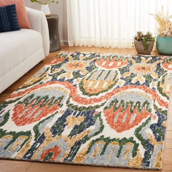 Safavieh Ikat Heather Southwestern Area Rug, Green/Rust, 5' x 8'