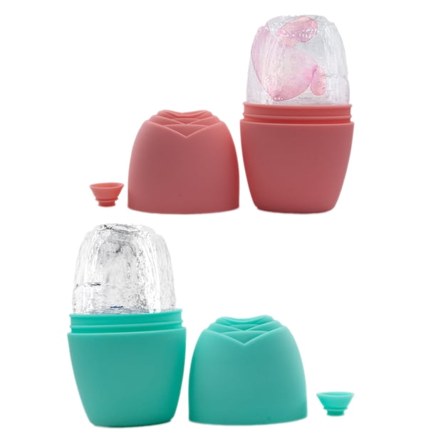 Paquete de 2 rodillos de hielo faciales, rodillo de hielo de silicona de grado alimenticio para tonificar la piel, rodillo de hielo reutilizable para aliviar la hinchazón de la cara y los