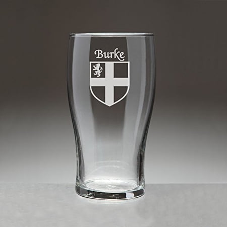 Burke Irish Coat of Arms Tavern Glasses - Set of 4 (Sand Etched)