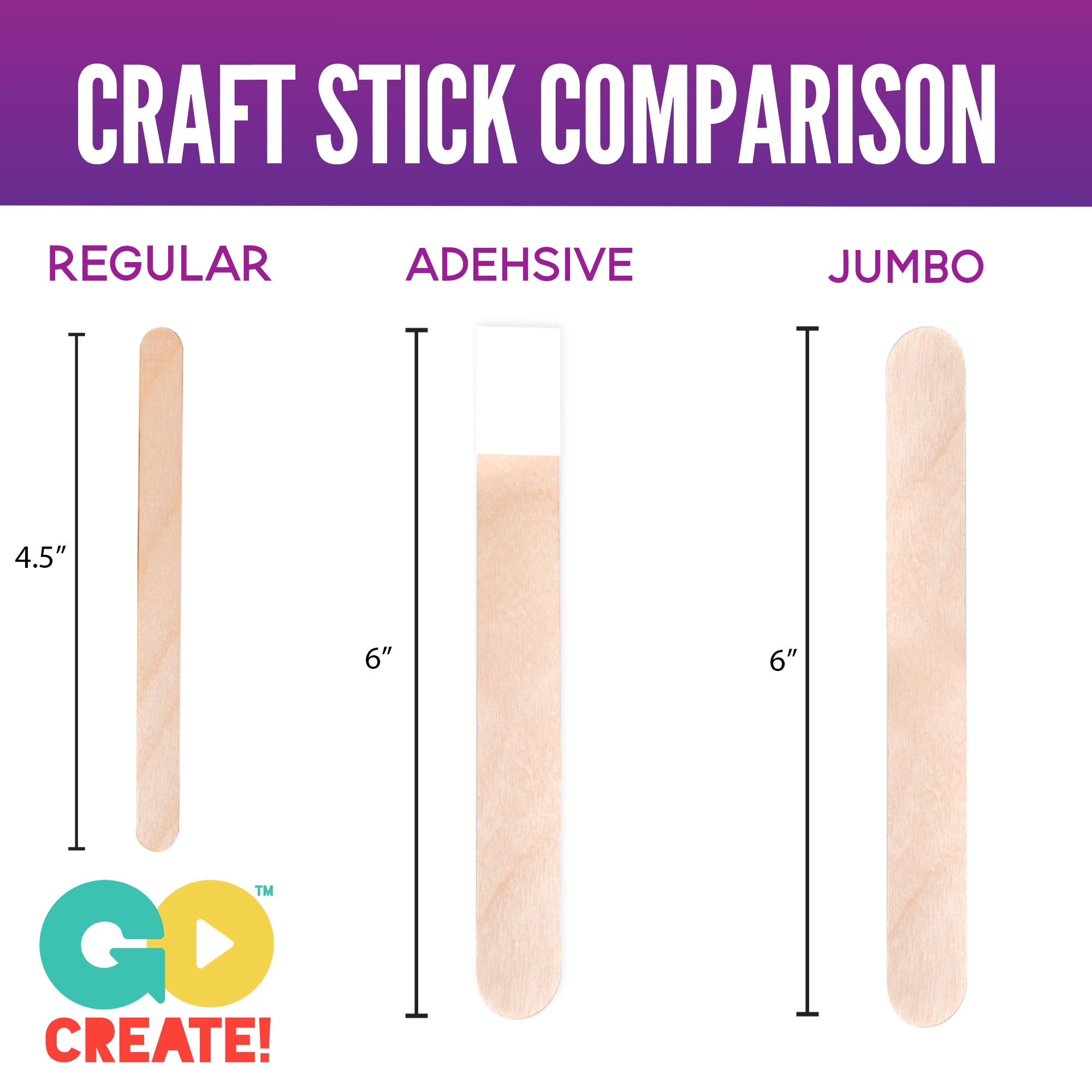 Go Create Wood Jumbo Craft Sticks, 300 Pack 