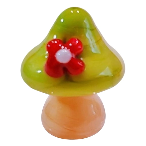 Hand Blown Glass Tiny Mushroom Figurine, Colorful Miniature Decor for Terrarium Desk Shelf Aquarium, Glass Ornament