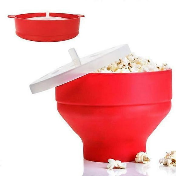 Popcorn bowl Silicone Micro bowl for Popcorn - Collapsible red red
